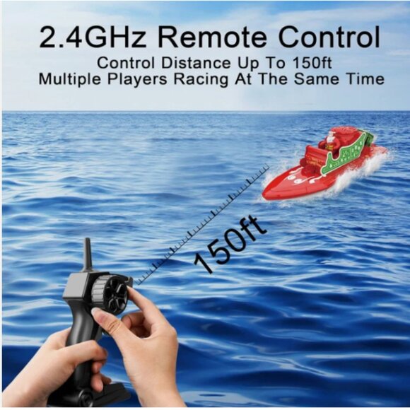 NEW Santa Remote Control Boat for Pools & Lakes with Dual Motors/RED - Picture 4 of 8